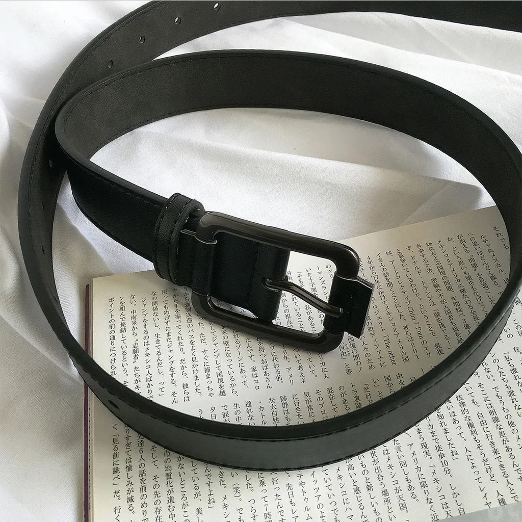 Thắt Lưng Nam Nữ DG Mặt Vuông Asta Accessories Màu Đen Xám Đẹp - Dây Lưng Unisex Mặt Kim Loại  Da PU Hàn Quốc - DG