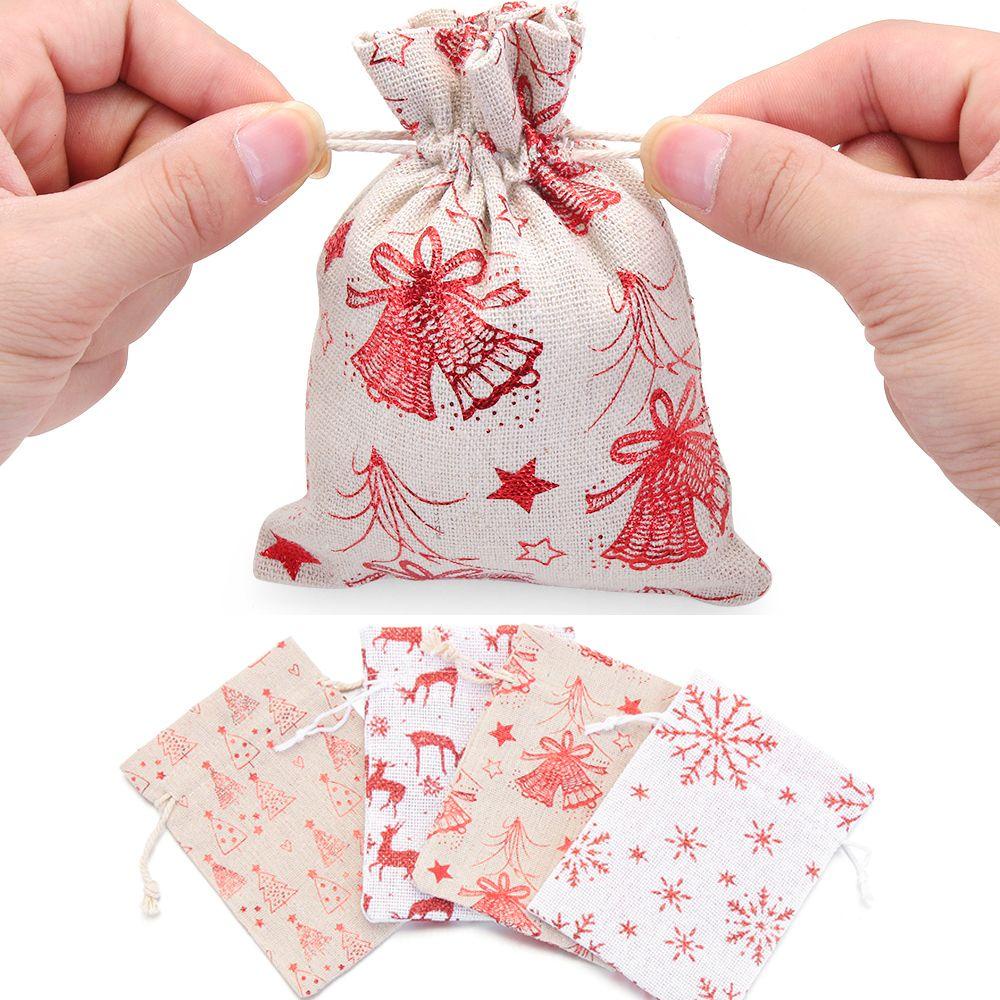 1 / 5 Túi Dây Rút Chất Liệu Cotton Lanh Đựng Quà Đám Cưới