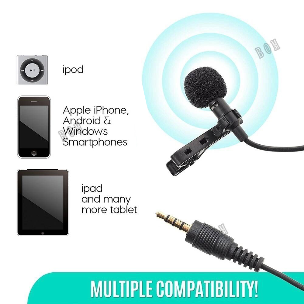 Mikrofon Microfone Mini Jack De 3,5 Mm Com Clip-On Lapela Microfone Para Gravação E Celular Android
