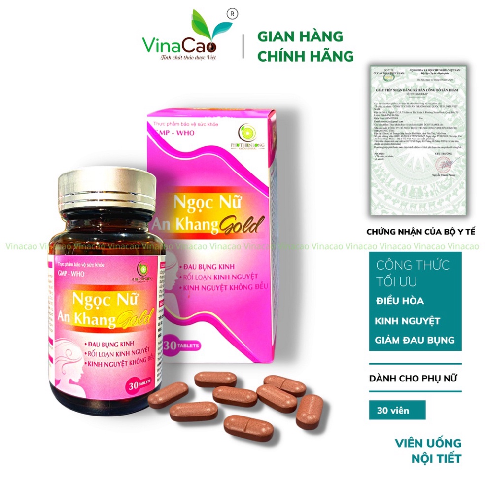 Viên uống Ngọc Nữ An Khang Gold điều hòa kinh nguyệt, giảm đau bụng kinh - Tốt cho phụ nữ rối loạn kinh nguyệt