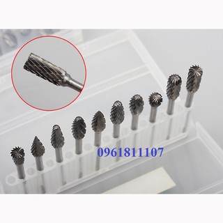Bộ 10 mũi lũa, khắc, mài, làm lũa Vonfram cao cấp