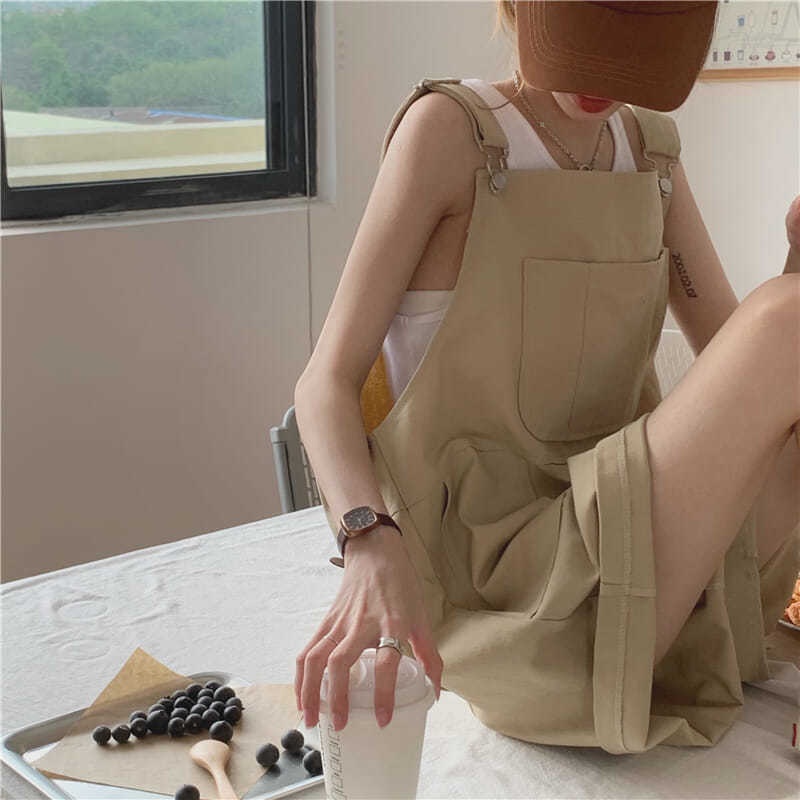 Quần Yếm Kaki Ngắn Ống Rộng Thời Trang Nữ Tính