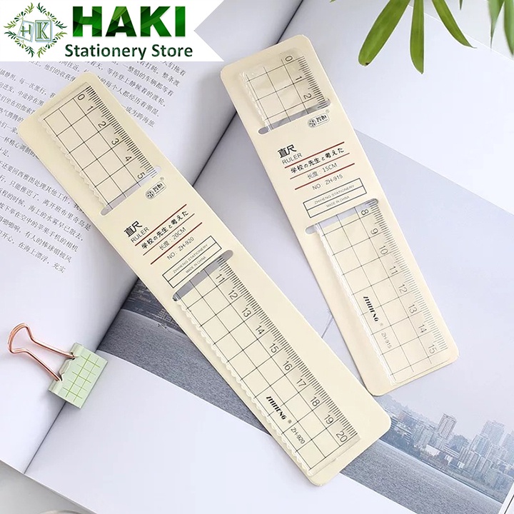 Thước kẻ nhựa trong suốt HAKI, thước kẻ acrylic 20cm 18cm 15cm thiết kế đơn giản đồ dùng văn phòng phẩm TK04