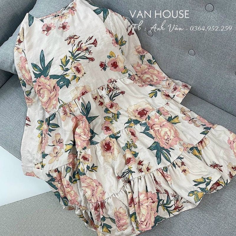 Đầm hoa babydoll kèm lót.
