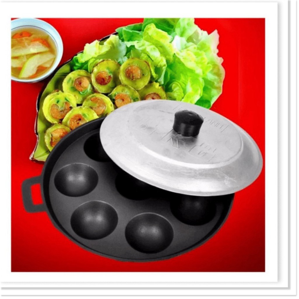 KHUÔN ĐỔ BÁNH KHỌT - BÁNH CĂN 8 LỖ HOẶC 12 LỖ TRÁNG MEN CHỐNG DÍNH -  6233