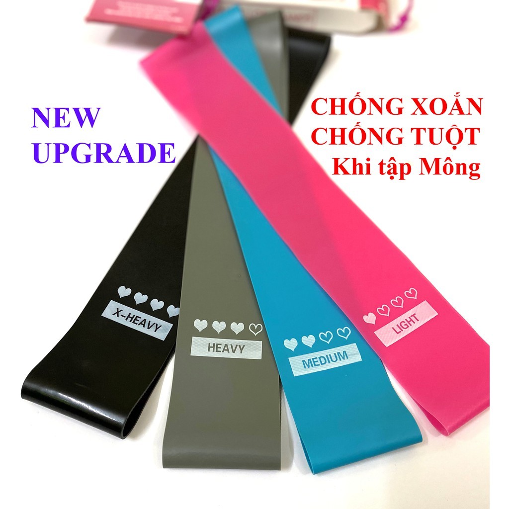 Miniband - Dây kháng lực - tập mông đùi và toàn thân - Bộ 4 dây