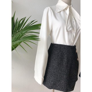 Áo sơ mi nhung cổ nơ A041