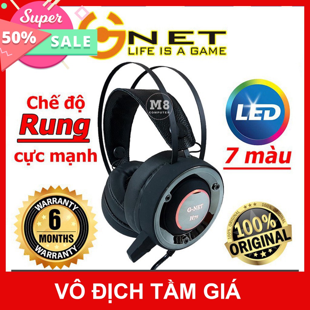 Tai nghe gaming G-NET H7S - Led đổi màu - Có Rung - Dùng được cho điện thoại - Bảo Hành 12 tháng