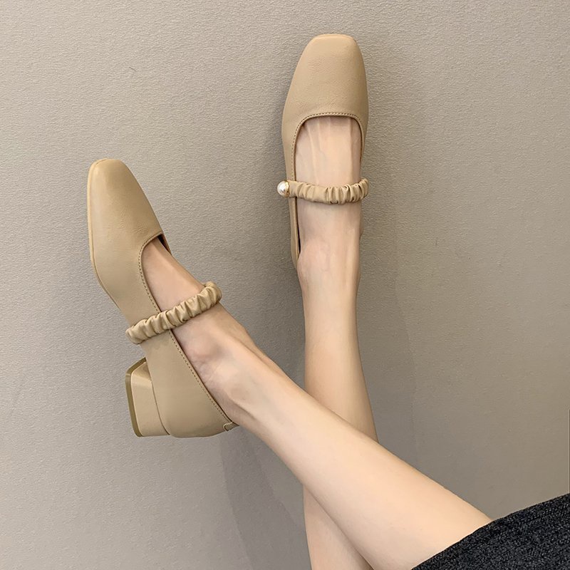 Giày IELGY cao gót mũi vuông phong cách Hàn Quốc xinh xắn dành cho nữ