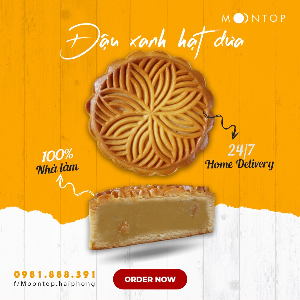 Bánh trung thu đậu xanh hạt dưa handmade cao cấp MoonTop | 150g