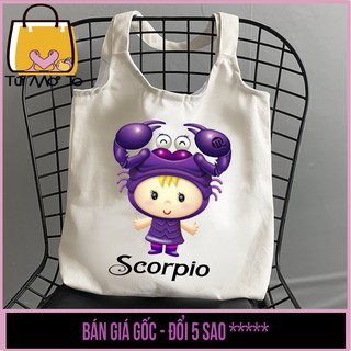 Túi tote túi vải túi canvas quai tròn có khóa kéo in hình 12 CUNG HOÀNG ĐẠO - Cung Thiên Yết (Scorpio) - Túi Mơ To store