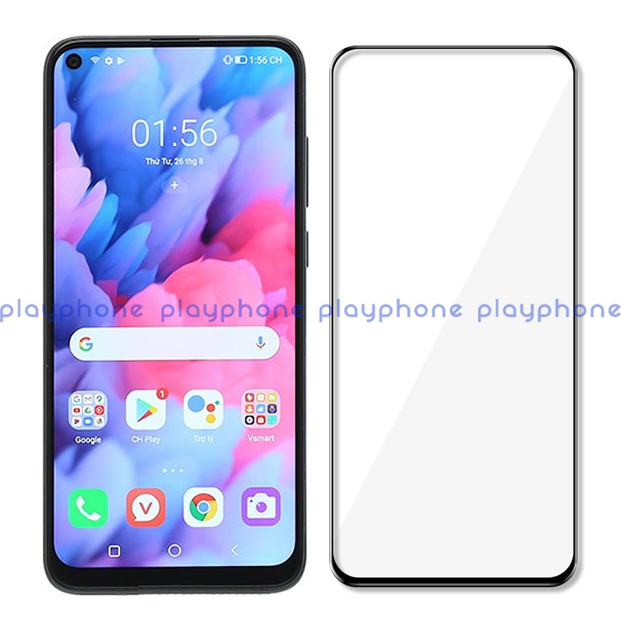 Kính Cường Lực Full Màn Hình Vsmart Live 4 / Live4 Không Lấn Màn Kèm Bộ Phụ Kiện Dán Playphone