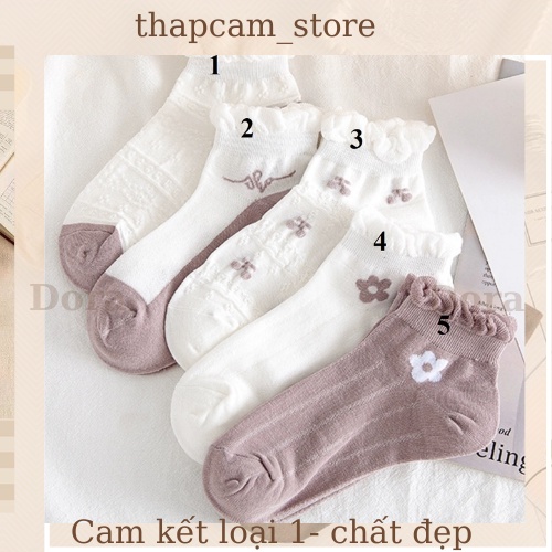 Tất ngắn xoăn tím Dora cotton