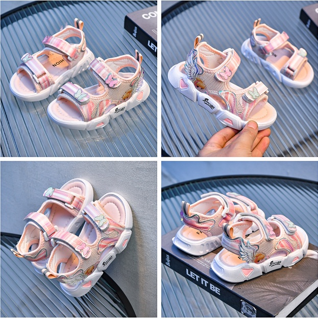 SUGE Xăng đan Công Chúa In Họa Tiết Bướm Hoạt Hình Dễ Thương Dành Cho Bé Gái