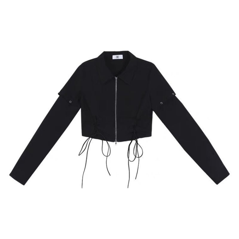 ẢNH THẬT Áo Sơ Mi Khóa 2 Đầu Phối Ống Tay Rời