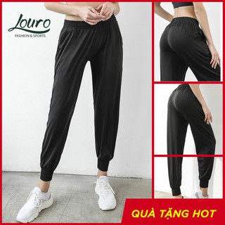Quần Jogger tập Yoga Louro QL41, kiểu quần tập Gym nữ phom rộng che khuyết điểm, co giãn 4 chiều, mặc thoáng mát