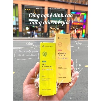 Kẽm Nhỏ Giọt + Vitamin B12 Giảm Biếng Ăn, Quấy Khóc Nutrivitality của Anh Chai 30ml