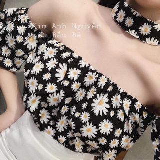 Set váy hoa cúc trễ vai