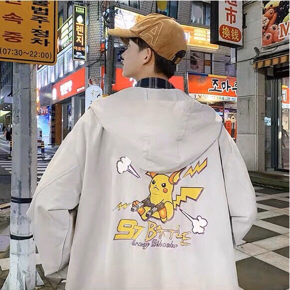 [Freeship] ÁO KHOÁC DÙ UNISEX NAM NỮ IN HÌNH PIKACHU THỜI TRANG NOBLE TP27