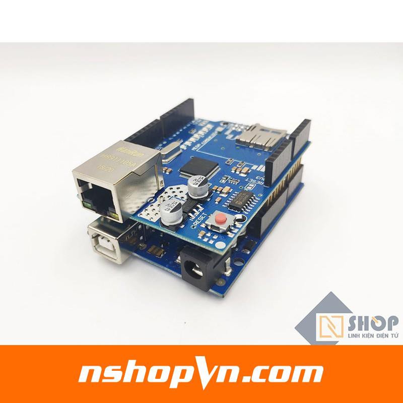 Arduino Ethernet Shield tích hợp  khe cắm thẻ micro SD, phục vụ qua mạng  tương thích Arduino Uno và Mega