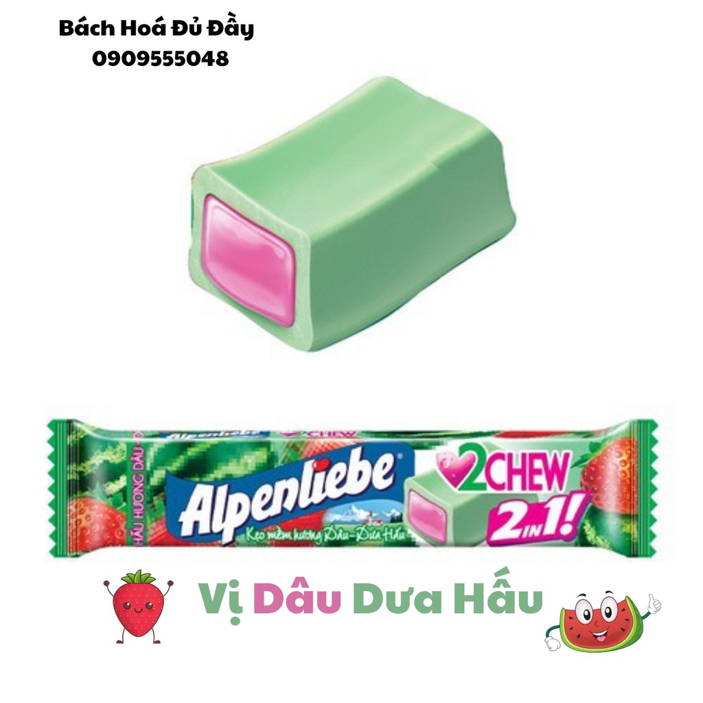 Kẹo dẻo mềm trái cây Alpenliebe vị Dâu, Nho, Dưa Hấu thơm ngon hấp dẫn