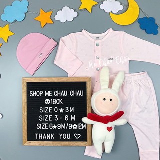Nous bộ cài thẳng dài sao hồng nhạt 0m-9/12m