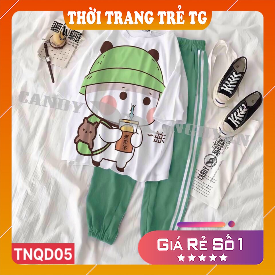 Đồ bộ hoạt hình 💕𝑭𝒓𝒆𝒆𝒔𝒉𝒊𝒑💕 Set đồ nữ TNQD01 Tiểu KL Set bộ Quần JOGGER+ ÁO cartoon 3D Cute Form Rộng Cực Thoáng Mát