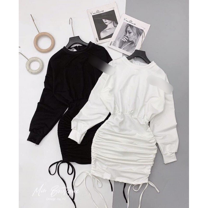 Váy trắng ❤️FREESHIP❤️ body dây rút sườn hai bên SS020 | BigBuy360 - bigbuy360.vn