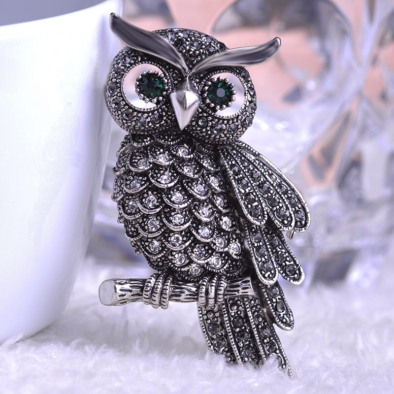 Vintage Owl Brooch Corsage Scarf Clip Crystal Parrots Brooches Lapel Pin Broches Jewelry Women Lady Sweater Hats Buckles