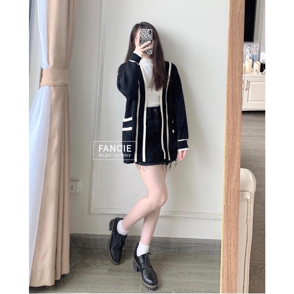 ÁO LEN CARDIGAN VIỀN ĐEN QC CỰC XINH
