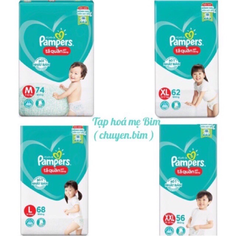 Tã quần Pamper giữ dáng mới đủ size L60/L54/XL48/XXL44/M74/L68/XL62/XXL56/M60