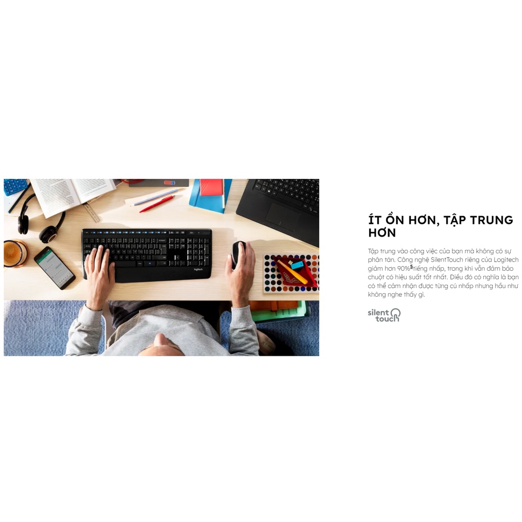 Chuột Không Dây yên tĩnh , giảm ồn Logitech M331 - Chính Hãng BH 1 Năm