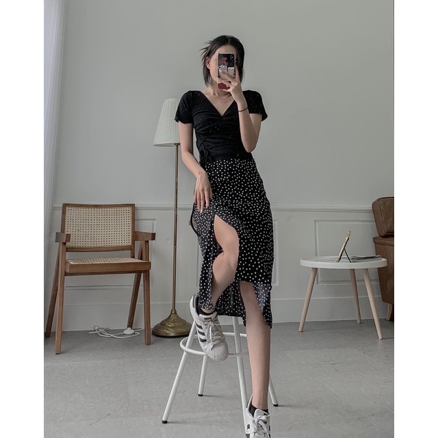 Váy dài xẻ tà lụa (Đen/Tím/Bi) | BigBuy360 - bigbuy360.vn