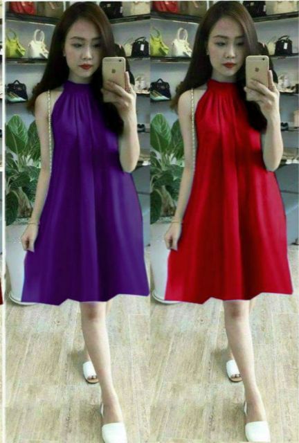 Đầm Bầu /đầm suông cổ yếm chất voan 2 lớp cao cấp | BigBuy360 - bigbuy360.vn