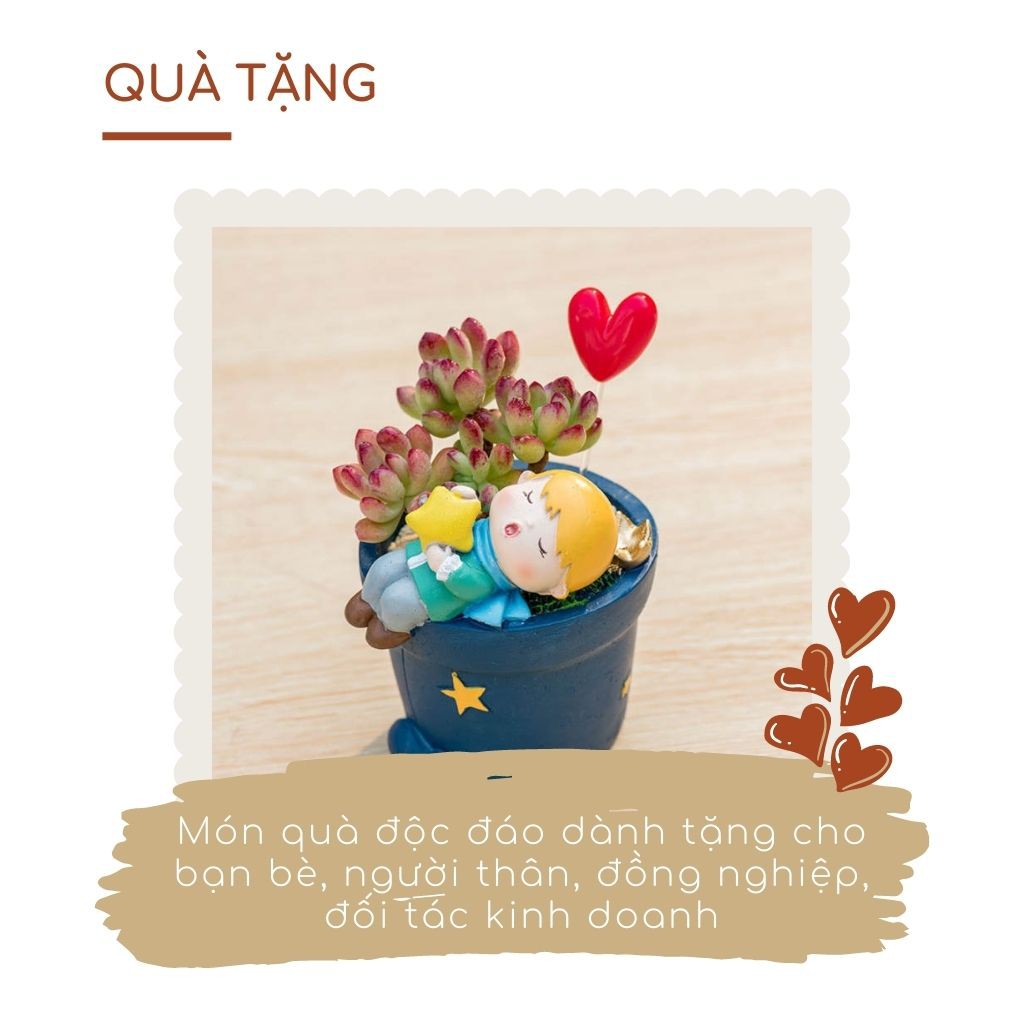 [Hàng Chính Hãng] Chậu Hoa Để Bàn Tiểu Cảnh Mini Hình Hoàng Tử Bé, Bình Hoa Đẹp Để Phòng Khách Decor Trang Trí, Quà Tặng