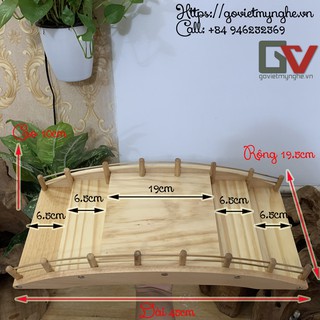 [Dài 45cm - hàng chuẩn Nhật] Khay cầu gỗ trang trí Sashimi Nhật Bản khay gỗ trang trí món ăn - Loại 3 tầng