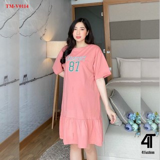 Váy đầm  bầu 4T Fashion - Váy đầm  bigsize chữ trước ngực dáng đuôi cá chất cotton mặc siêu mát