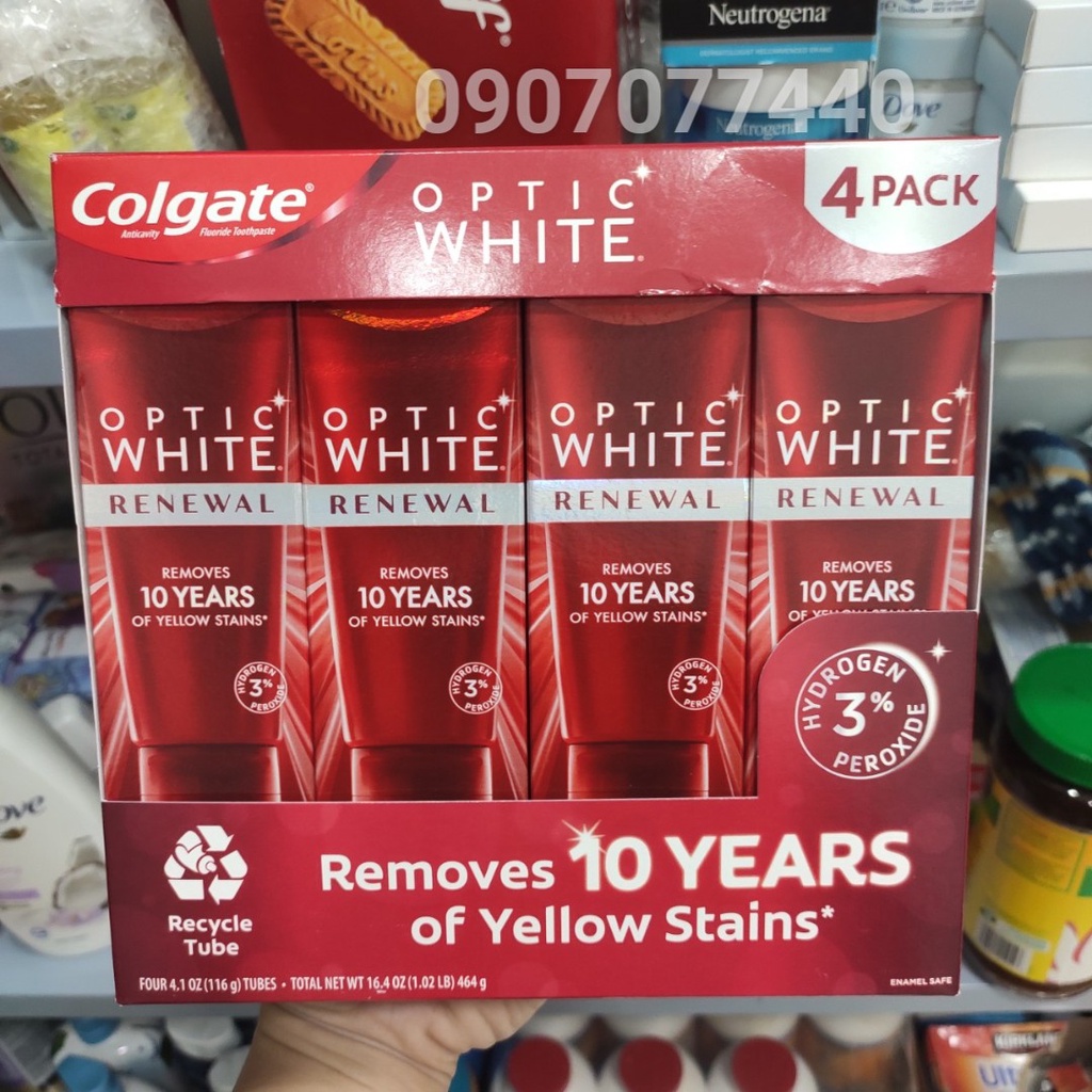 Kem đánh răng Colgate date 2025 Optic White  trắng sáng hiệu quả - EDS Hàng Mỹ