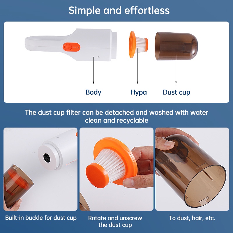 Máy Hút Bụi Sạc Pin Cầm Tay, Robot Vệ Sinh Sàn Nhà, Sàn Ô Tô, Thảm Chân Kaisa Villa Model JD-8075