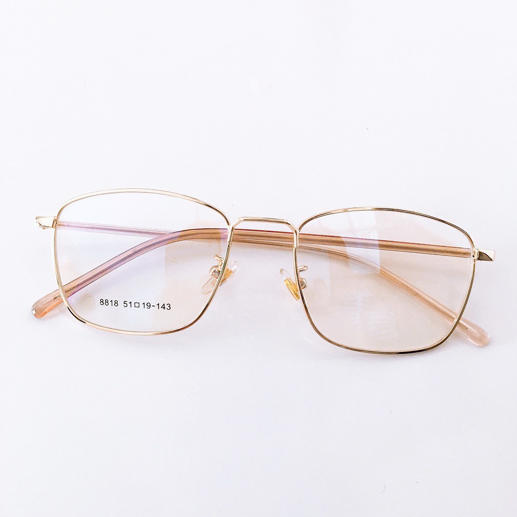 Gọng kính kim loại mảnh vuông 8818 đã đeo là XINH -Nhận Cắt Mắt-Tặng kèm hộp+khăn+Chai nước lau kính | BigBuy360 - bigbuy360.vn