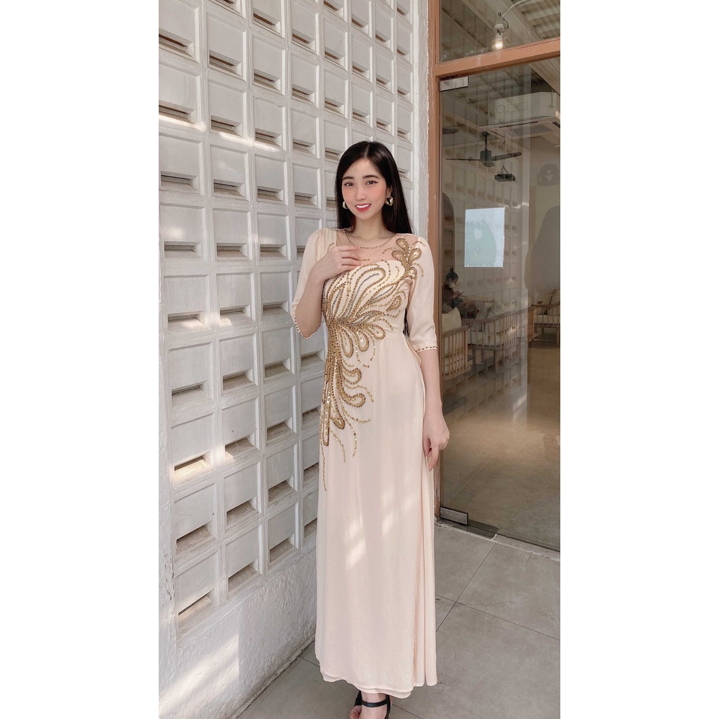 đầm dạ hội dự tiệc cho mẹ cao cấp, đính pha lê, thiết kế sang trọng