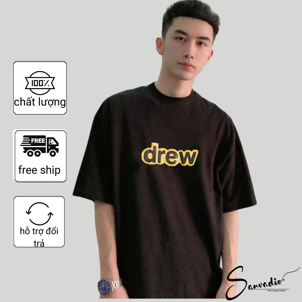 Áo Thun DREW SANVADIO áo phông nam tay lỡ cao cấp from rộng unisex thời trang Hàn Quốc AT301