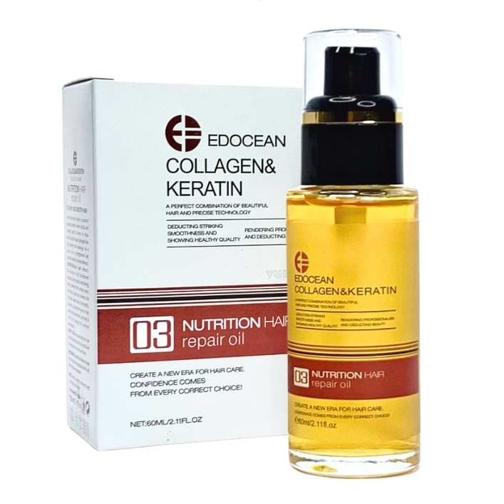 Tinh dầu dưỡng tóc bóng mượt thơm serum phục hồi uốn xoăn nhuộm collagen keratin EDOCEAN TD03