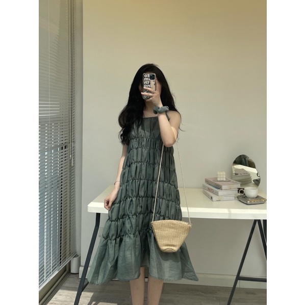 Váy maxi voan nhún kèm váy hai dây lót trong the.sweaterweather TSW (Ảnh thật)