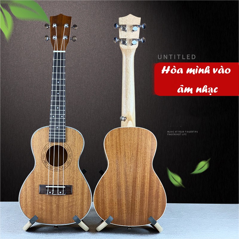 Đàn Ukulele Gỗ Nguyên Khối Trơn Không Màu Concert/Soprano Size 62cm Super Soprano 4 Dây Tặng Kèm Bao Đựng Đàn