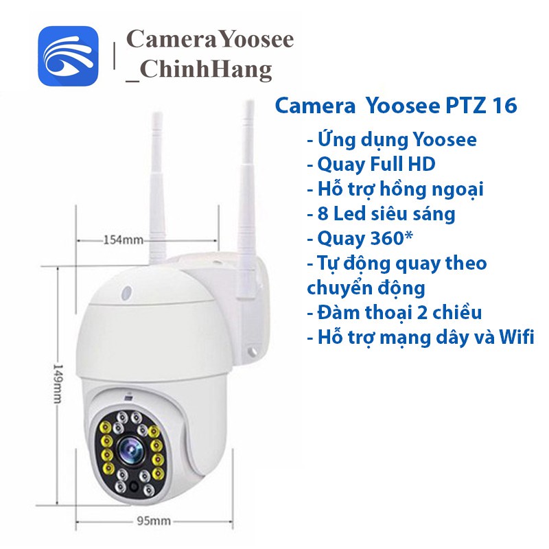 Camera yoosee ngoài trời 4 râu, 20 ĐÈN ,THÂN XOAY, 3.0 MP Ban Đêm Có Màu - Camera wifi kèm thẻ nhớ yoosee | BH 12 Thán