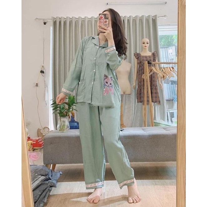 Bộ Bầu Pijama Dài Tay Quần Dài Và Sau Sinh 2 Chức Năng Có Khóa Cho Con Bú Mặc Ở Nhà Thu Đông MAMA STORE