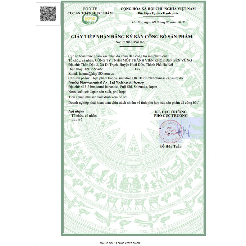 [DATE 2023] VIÊN UỐNG HỖ TRỢ CHỐNG ĐỘT QUỴ TAI BIẾN CỦA NHẬT ORIHIRO (HỘP 60 VIÊN), Natto Kinase 2000FU
