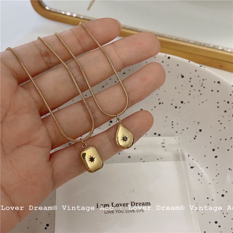 Dây Chuyền Thép Titan 19A1305 Thiết Kế Đơn Giản Phong Cách Retro Hàn Quốc Cho Cặp Đôi