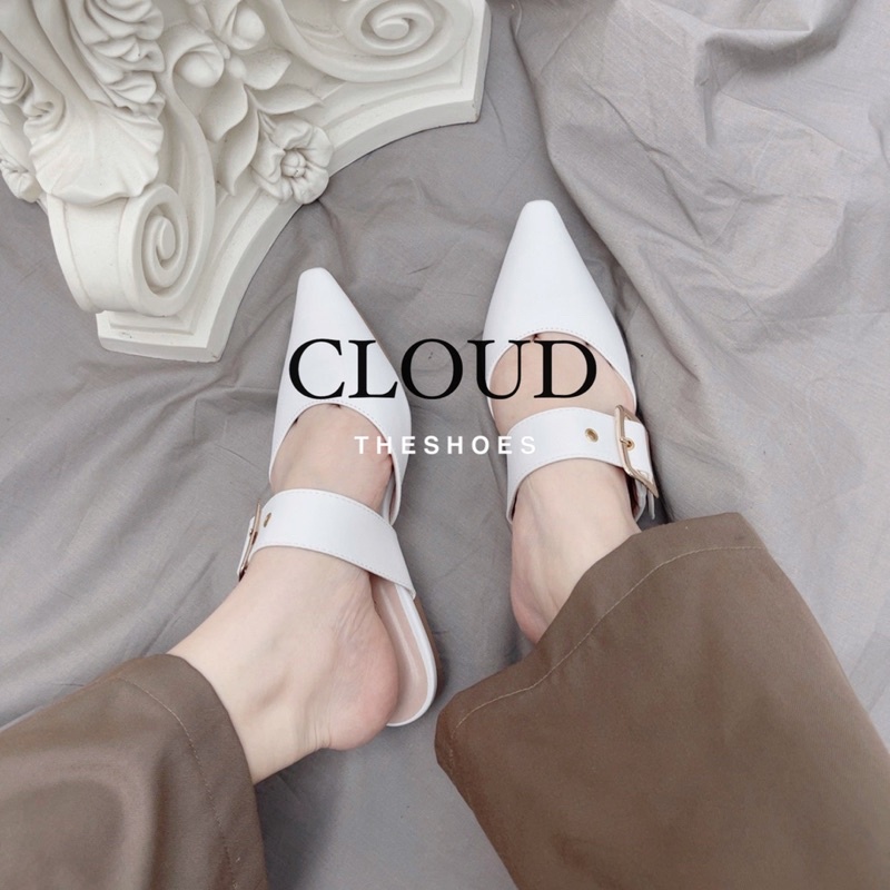Giày bệt nữ mũi nhọn phối dây khóa  – Cloud The Shoes
